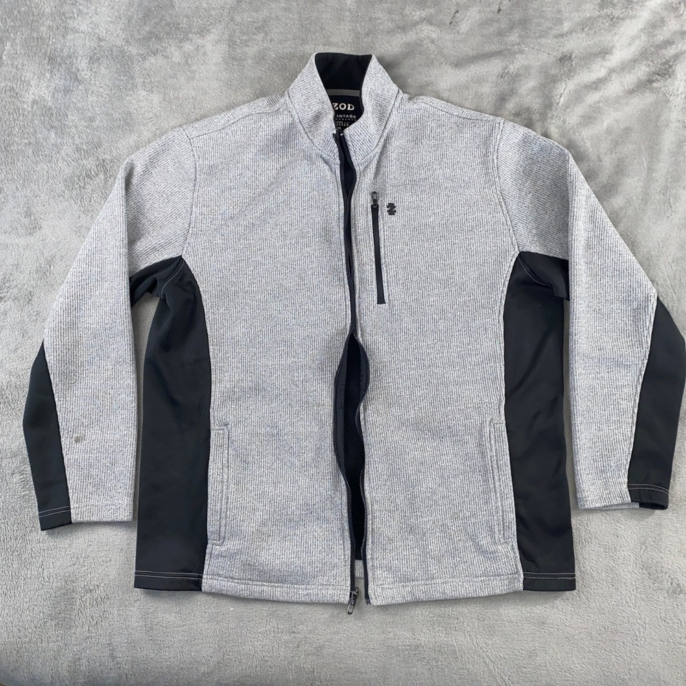 IZOD Jacket Mens XL Grey Advantage Performance Full Zip Stretch Fleece Golf